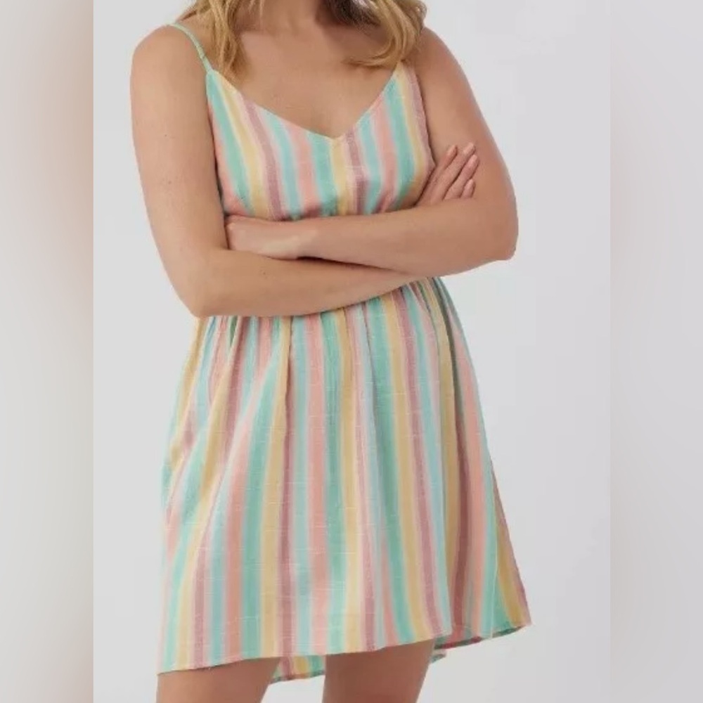 NWT O'Neill XL Kenzie Striped Cotton Women’s Sundress With Adjustable Straps.